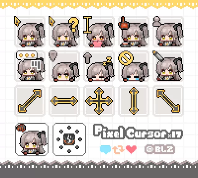 《少女前线2：追放》莱娅 - 像素风鼠标光标指针.webp