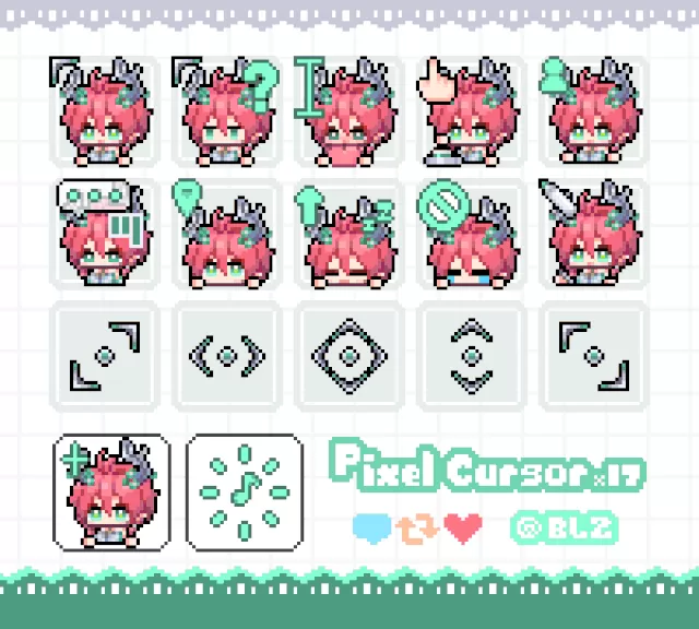 《鸣潮》Ciaccona（夏空） - 像素风鼠标光标指针.webp